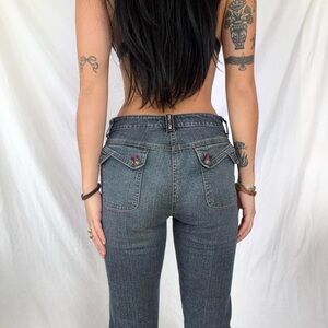 Y2K DKNY grey denim low rise bootcut jeans